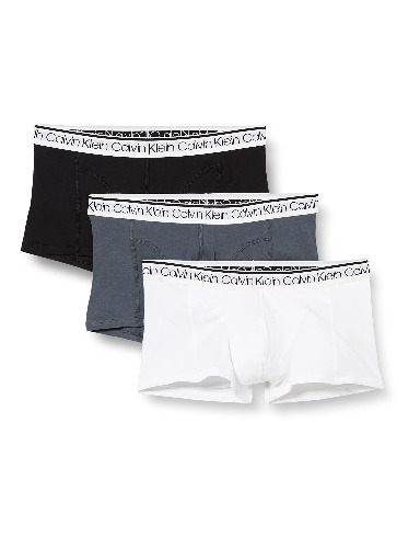 Calvin Klein Herren 3er-Pack Boxershorts 3 PK Low Rise Trunk mit Stretch - L Black/White/Turbulence