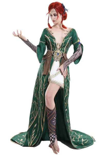 The Witcher 3 Wild Hunt Triss Merigold Alternative Look DLC Outfit Cosplay Costume Dress Robe