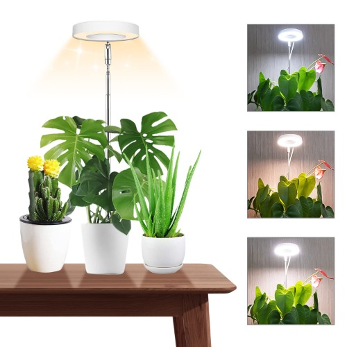 Grow Lights for Indoor Plants, Wiaxulay 48 LEDs Full Spectrum Plant Grow Lights, Height Adjustable Growing Lamp with Auto On/Off Timer 3/9/12H, 10 Dimmable Levels, 3 Light Modes Small Plant Light - White One Head