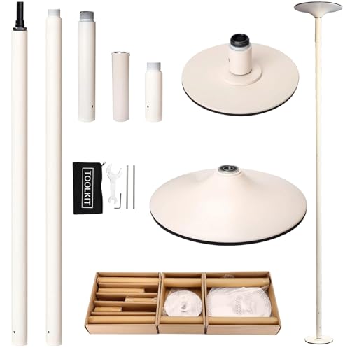 PRIOR FITNESS Premium Dance Pole Removable 45mm Spinning & Static Dancing Pole Heavy-Duty Steel Pole Dancing Pole, Adjustable Height Professional Grade Excellent for Home Exercise Club Gym - White