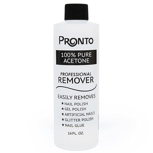 Pronto 100% Pure Acetone Gel Polish Remover - Removes Gel, Dip, Acrylic Nails & Glue - 16 Fl oz - 16 Fl Oz (Pack of 1)