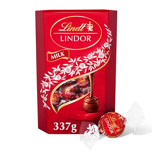 Lindt Lindor Milk Chocolate Truffles Box Large - Approx 26 balls, 337g - Chocolate Truffles with a Smooth Melting Filling - Gift Present or Sharing - Birthday, Celebrations, Congratulations, Thank you - Milk - 337 g (Pack of 1)