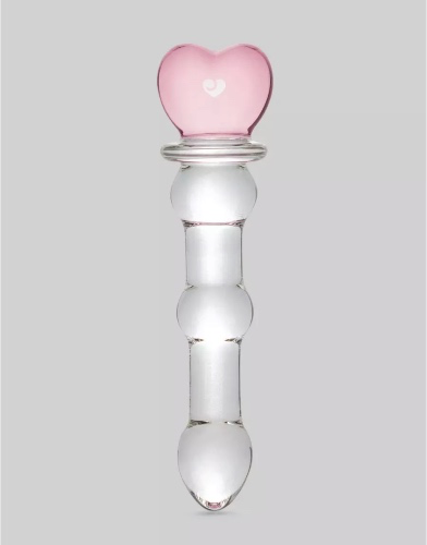 Beaded Heart Sensual Glass Dildo 6 Inch