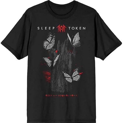 Rock Off officially licensed products Sleep Token Butterflies Band Logo T Shirt, Black - Large - Black