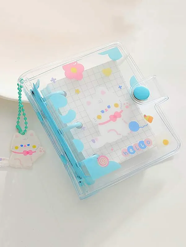 Caderno de folhas soltas com padrão de coelho de desenho animado 1 peça com pingente | SHEIN Brasil