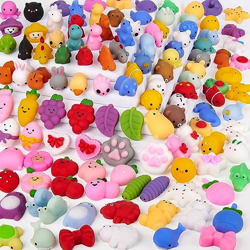 YIHONG 120 Pcs Kawaii Squishies, Mochi Squishy Toys for Kids Party Favors, Mini Stress Relief Toys for Christmas Party Favors, Classroom Prizes, Birthday Gift, Goodie Bag Stuffers - 120pcs