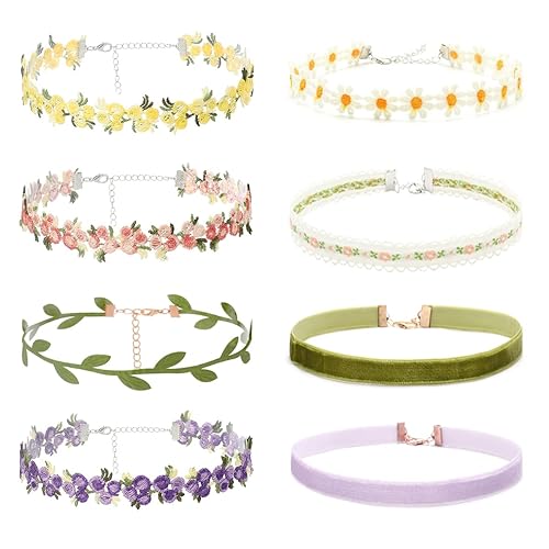 Palotay Black Choker Necklace Set for Women Velvet Choker Lace Choker Necklaces Black Lace Choker Set Daisy Choker Necklace Gothic Choker Punk Lace Choker Classic Choker - flower