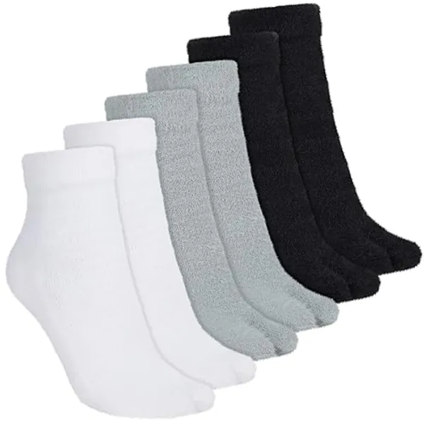 Bencailor 3 Pairs Flip Flop Socks for Women Toe Socks Winter Tabi Socks - Black, Light Gray, White