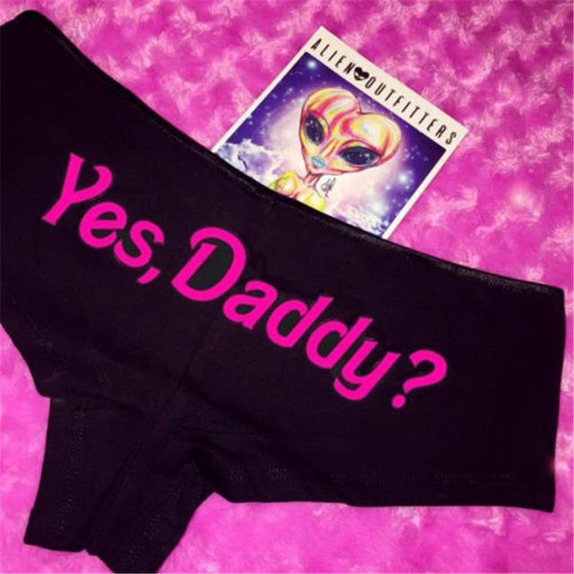 Yes Daddy Undies - Black / Dark Pink / S