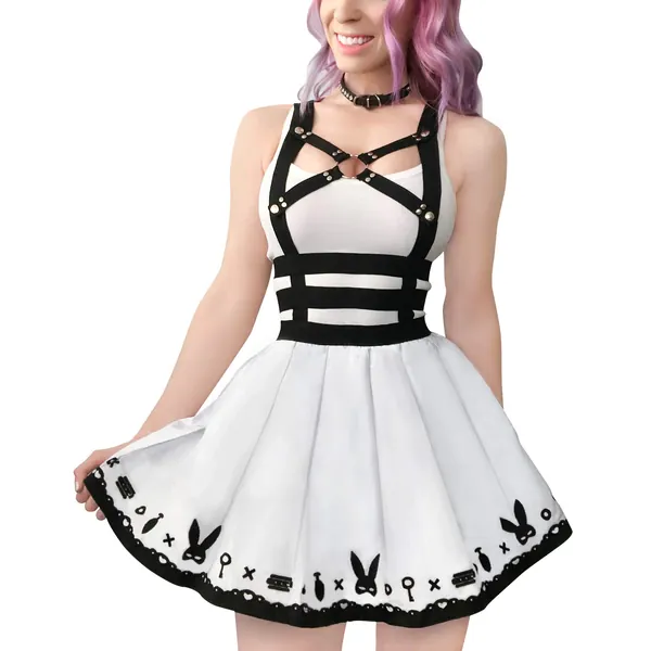 Littleforbig Overall Skirt Romper – Bondage Bunny and Bear Overall Skirt - Small White