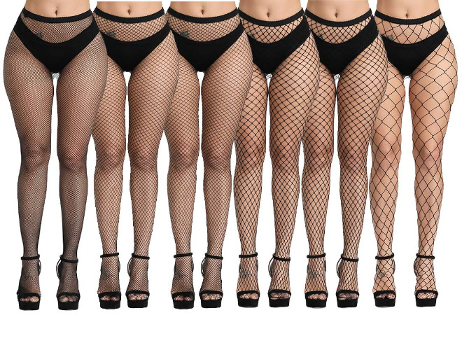 DRESHOW Pack of 6 Sexy Elastic High Waist Tights Fishnet Stockings