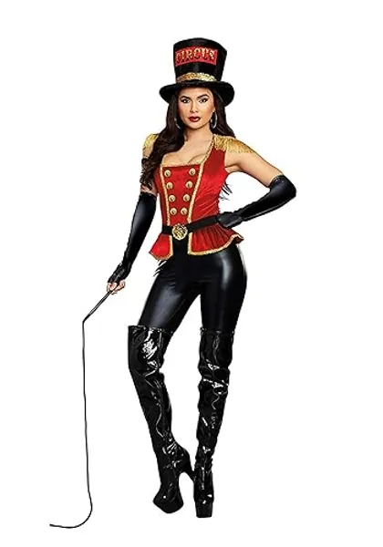Dreamgirl Adult Ringmaster Costume, Womens Flirty Lion Tamer Circus Halloween Costume - X-Large