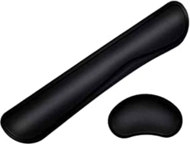 Mouse Wrist Rest Pad 17" Keyboard Wrist Rest Support Bar Memory Foam Set for Easy Typing Wrist Pain Relief Ergonomic Design Durable Lightweight Anti-Skid Wrist Cushion for Office/Gaming/PC/Laptop/Mac