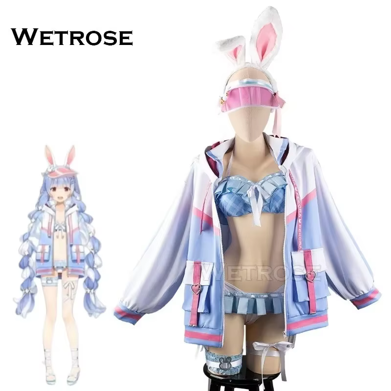 [Wetrose] In Stock Hololive JP Usada Pekora Swimsuit Outfit Cosplay Costume Halloween Xmas