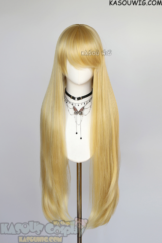 L-4 KA010 100cm/39.5" long straight versatile Light Yellow Blonde wig