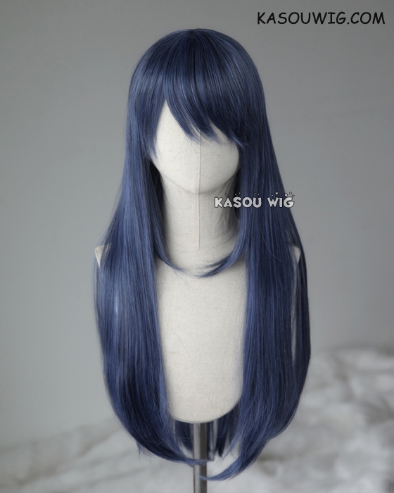L-2 / KA051 navy blue 75cm long straight wig . Heating Resistant fiber