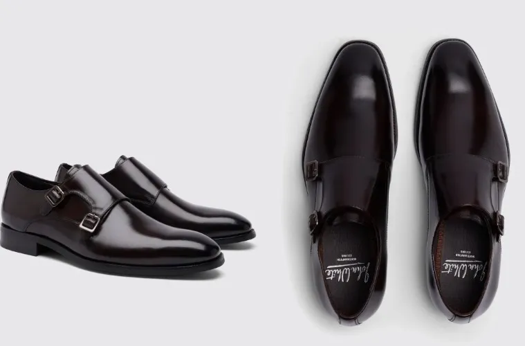 Brown Double monk shoes