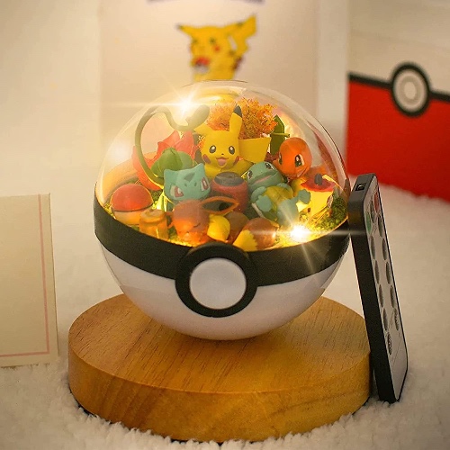 Cool Night Light for Bedroom - Pokeball Terrarium LED Night Light for Room Decorations, Christmas Gifts & Birthday Gifts Ideas for Children Girl Boy