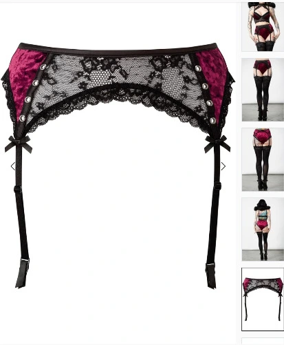 Mercy Lace Garter Belt [BLOOD] | M / Blood / 90% Polyester 10% Elastane