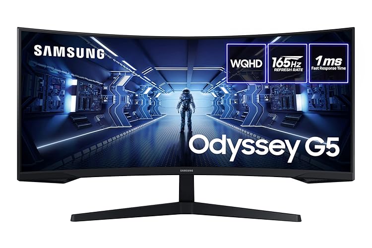 Samsung Odyssey G5 LC34G55TWWPXXU 34" 1000R Curved Gaming Monitor - 165Hz, 1ms, 1440p WQHD, Freesync Premium, HDR10, HDMI, Displayport