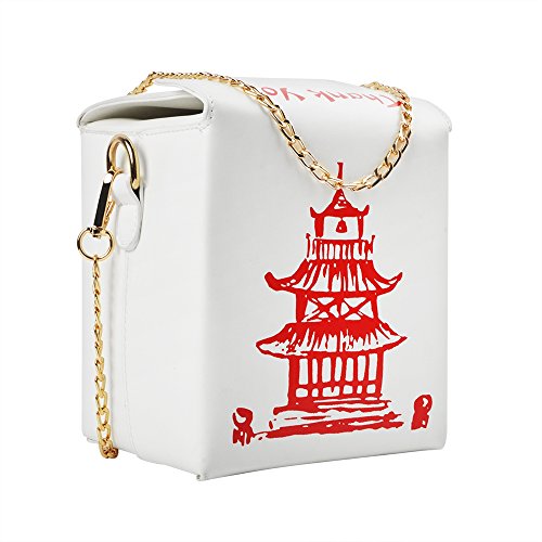 Fashion Crossbody Bag, Chinese Takeout Box Style Clutch Bag For Women (white)