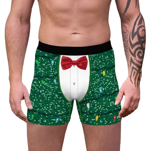 Christmas Men's Breathable Stretchtight Underwear Shorts Boxer Quick-Drying Long Flat Pants Boxer Briefs Fitted Shorts