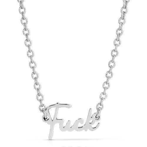 Dainty Script Fuck Necklace - SILVER