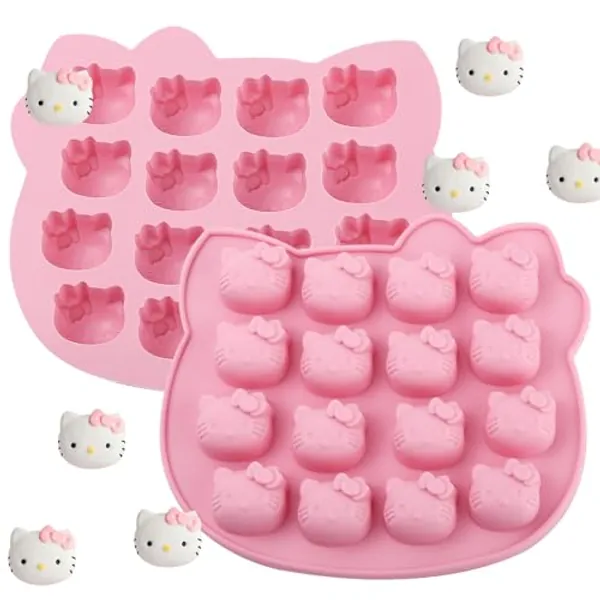 ICNYEKl Kitten Candy Molds Silicone 2 Pcs,32 Cavity Chocolate Silicone Mold for Sugar Craft,Birthday Cake Decoration,Maroon,Gum,Jelly,Pudding,Gelatin,Ice,Candles,Bath Bombs,Plaster,Resin,Clay Crafts