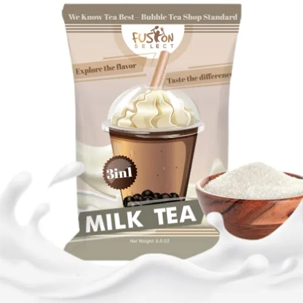 Fusion Select Milk Tea Bubble Tea Mix - Boba Tea Flavored 3-in-1 Drink Powder with Cream & Sugar - Instant Pre-Mixed Beverage for Hot or Cold Blends & Yummy Frappes - 6 oz. Pack, Made in Taiwan