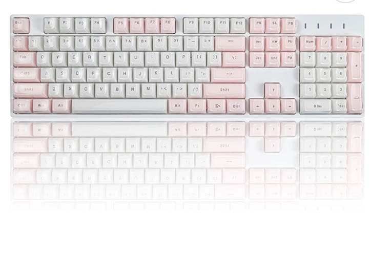 Amazon.com: COTAIWA Crystal Keycaps,Ice Crystal Keycap，ABS Jelly Key caps Set for 61 68 104 Mechanical Gaming Keyboard OEM Profile English Layout(White with Pink) : Video Games