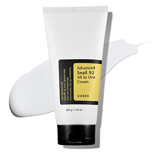 COSRX Snail Mucin 92% Repair Cream 7.05 oz, Daily Face Gel Moisturizer for Dry Skin, Acne-prone, Sensitive Skin, Not Tested on Animals, No Parabens, No Sulfates, No Phthalates, Korean Skincare (Big, 7.05 OZ) - 7.05 Fl Oz (Pack of 1)
