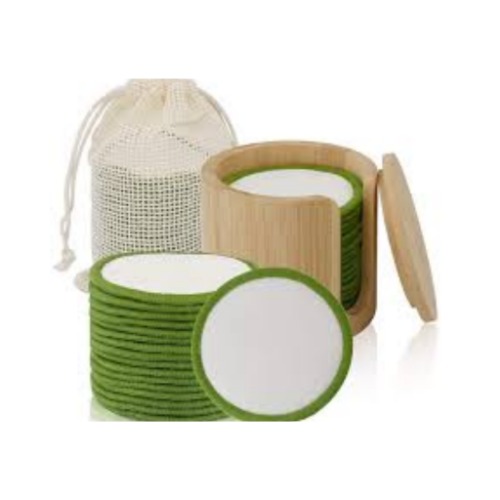 Bamboo Cotton Rounds + Bamboo Box + Laundry Bag - 20 Pack with Bamboo Box and Laundry Bag