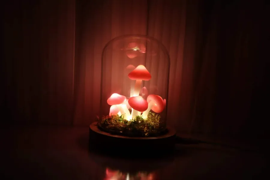 Pink mushroom light small meat mushroom wild small mushroom handmade mushroom light cute retro mushroom light