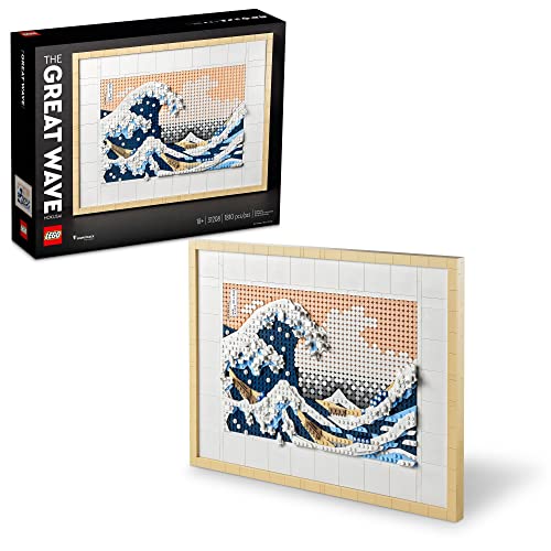 LEGO Art Hokusai – The Great Wave 31208, 3D Japanese Wall Art, Framed Ocean Canvas Picture for Home or Office Décor, Creative DIY Activity, Arts & Crafts Kit, Hobbies for Adults - Frustration-Free Packaging