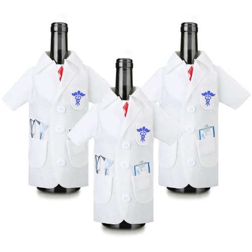 3 Pieces White Coat Ceremony Gifts Wine Bottle Shirt Cover Bag Felt Wine Bag Nurses Gifts for Graduation Optometry Party Nurse Practitioner Gifts (Men)