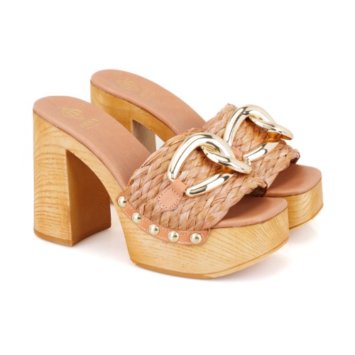 “Ekerd Lila” Women's Platform Heeled Straw Slippers