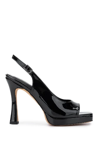 "Tamer Tanca" Women's Vegan Black Patent Leather Heeled Shoes