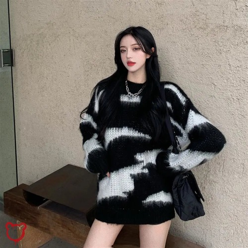 Black & White Tie Dye Sweater