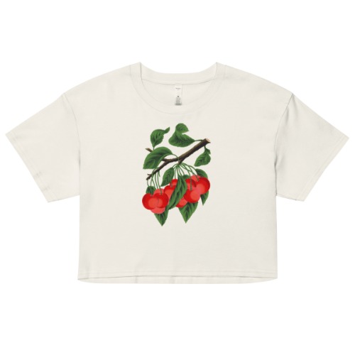 Cherries Crop Top - Ecru / S