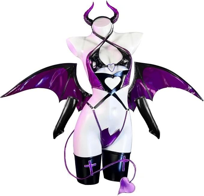 KORURACLUB Succubus Cosplay voor dames (6-delige set), anime lingerie voor dames