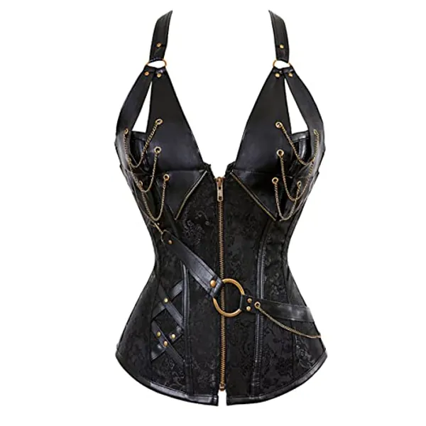 frawirshau Women's Gothic Steampunk Corset Bustier Waist Cincher Underbust Corset Vest Tank Top