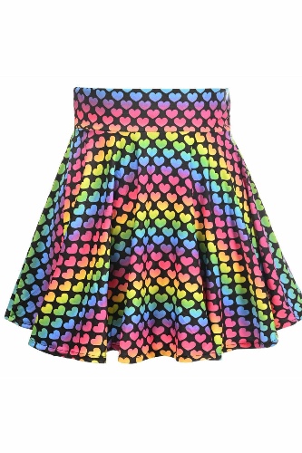 Rainbow Hearts Stretch Lycra Skirt - Medium / rainbow