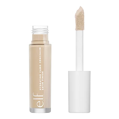 e.l.f. Hydrating Camo Concealer, Lightweight, Full Coverage, Long Lasting, Conceals, Corrects, Covers, Hydrates, Highlights, Light Sand, Satin Finish, 25 Shades, All-Day Wear, 0.20 Fl Oz - 0.2 Fl Oz (Pack of 1) - Light Sand