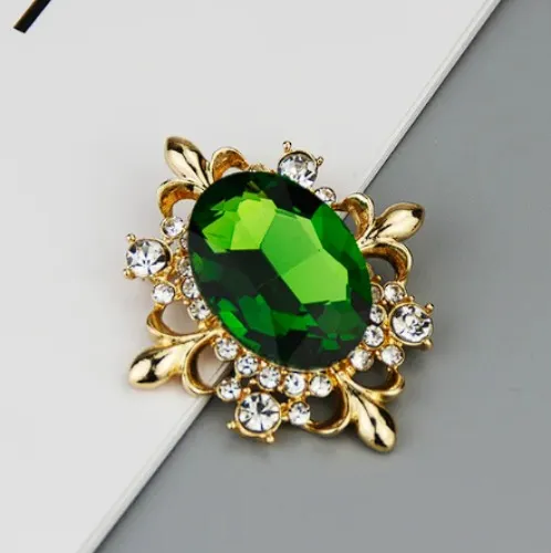 Green Crystal Brooch