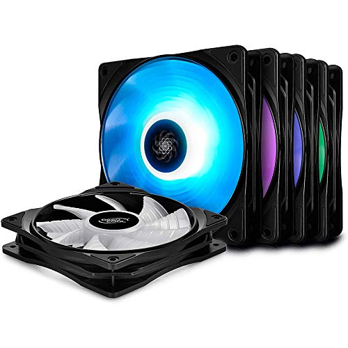 Deepcool RF120M 5 ventiladores 6 LED RGB PWM de 120 mm Cooling Fan Silencioso 500-1500rpm Compatible con placa base RGB Sync 12V de 4 pines - Serie RF - 5*Fan RF120 120mm - multicolor
