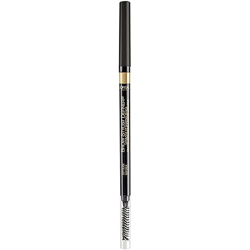 L’Oréal Paris Makeup Brow Definer Waterproof Eyebrow Pencil, Ultra-Fine Mechanical Pencil, Draws Tiny Brow Hairs and Fills in Sparse Areas and Gaps, Soft Black, 0.003 Ounce (Pack of 1) - Soft Black