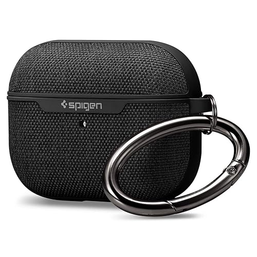 Spigen Urban Fit Designed for Airpods Pro Case Cover with Key Chain, Fabric Case for Airpods Pro - Black - Black