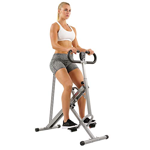 Sunny Health & Fitness Row-N-Ride Squat Assist Trainer for Glutes Workout With Adjustable Resistance, Easy Setup & Foldable Exercise Equipment, Glute & Leg Exercise Machine - Silver - One Size