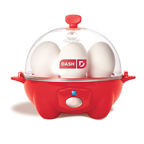 DASH Rapid Egg Cooker: 6 Egg Capacity Electric Egg Cooker for Hard Boiled Eggs, Poached Eggs, Scrambled Eggs, or Omelets with Auto Shut Off Feature - Red - Red - Cooker