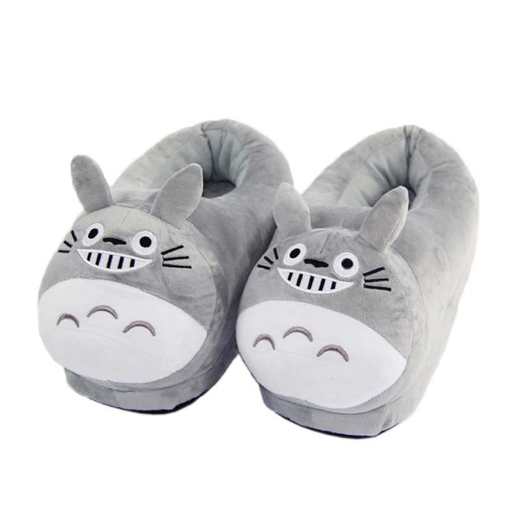 Gray Raccoon Slippers Plush Animal House Slippers Tanuki Shoes